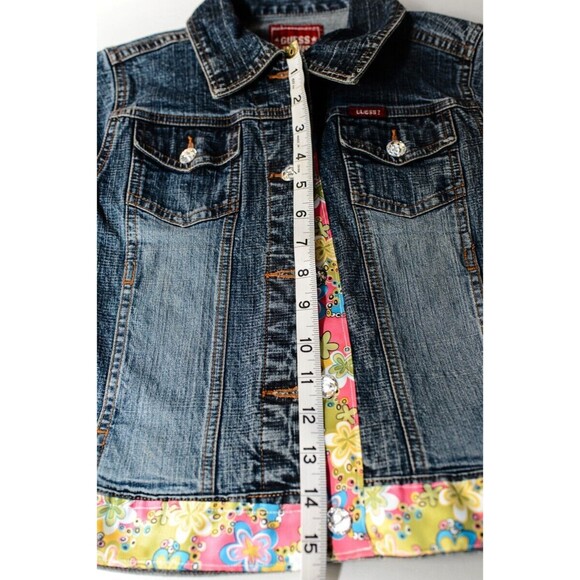 Guess Jeans Guess? Girls M 10/12 Denim Jacket hand decorated bling - Picture 6 of 6